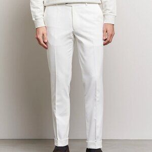 Oscar Jacobson Denz Turn Up Off White Trouser Pants
